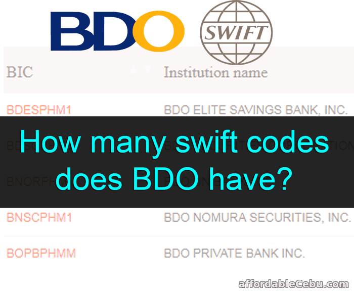 How many Swift Codes does BDO have?