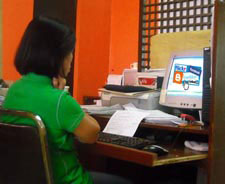 DENR employee using the computer