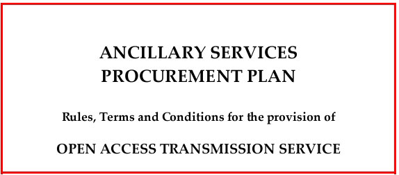 ERC Ancillary Services Procurement Plan